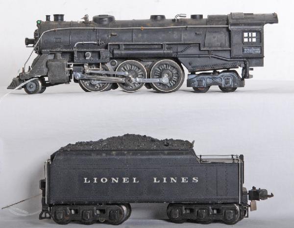 Lionel No. 226 loco and 2226W tender w/whistle: Prewar O gauge Lionel No. 226 steam loco and 2226W tender with whistle, should clean C6-7.
