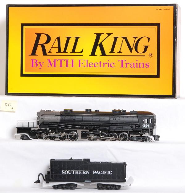 Railking Southern Pacific Cab forward with Proto: Railking O Gauge Southern Pacific Cab Forward in OB. Loco is catalog number 30-1144-1. Loco features Protosound, Protosmoke, Protocoupler and much more. Loco is C8 condition with run time. OB has a fe