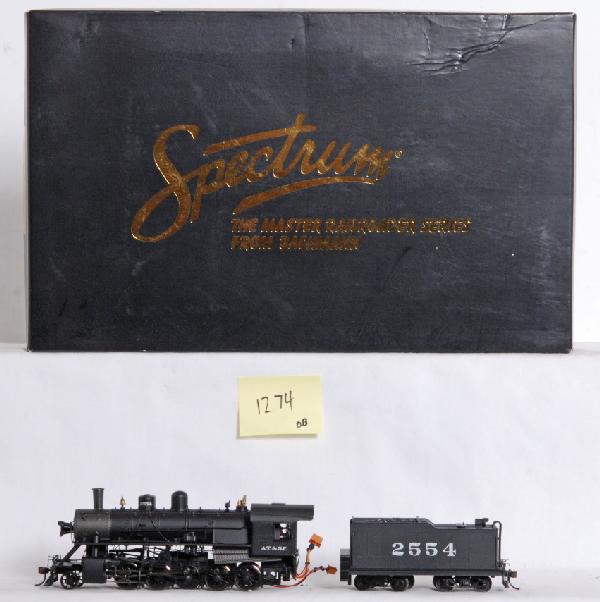 Spectrum Santa Fe Russian decapod 81709: Bachmann Spectrum HO Scale Santa Fe Russian Decapod in OB. Catalog number is 81709. Loco is C8-9 with light run time. OB shows light corner wear.