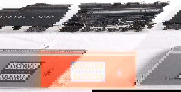 Lionel Postwar 2065 Hudson with 2046W: Lionel Postwar O Gauge 2065 Hudson with 2046W tender. Tender is in OB. C6+.