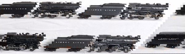 Lionel Postwar 245, 242, 1001, 239 with tenders.: Lionel Postwar O Gauge 245 loco broken pilot and marker light with 1130t type tender. 242 loco with broken cab roof and 1130t type tender. 1001 loco with broken draw bar holder and Scout tender. 239 s