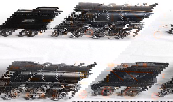 Lionel Prewar 261 and 261E locos with tenders: Lionel Prewar O Gauge 261 steam loco with brass trim and 261E with nickel trim includes 262T tender with Postwar coupler and repainted tender. Trains are C5.