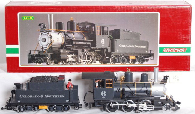 LGB Colorado Southern mogul 2019 S: LGB G Scale Colorado and Southern mogul in OB. Catalog number is 2019 S. Loco features smoke and sound along with other features. OB has all instructions and packing items such as smoke and grease. Lo