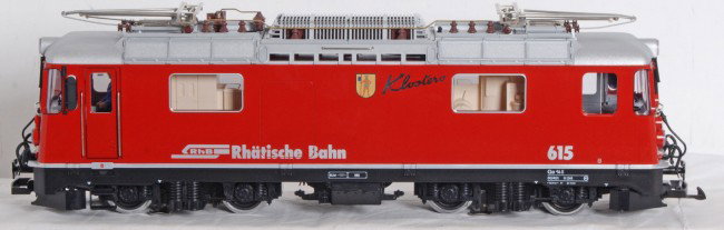 LGB 22430 RhB electric locomotive: LGB G Scale 22430 B-B Ge 4/4 II electric locomotive in OB. Loco features dual motors, motorized pantographs and much more. Loco comes with instructions and is high C8-9.