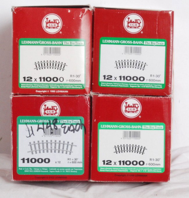 48 sections LGB 11000 R 600 curved track: LGB G Scale number 11000 curves in OBs. 48 sections total. Track is lightly used and is R 600. C7 to C9