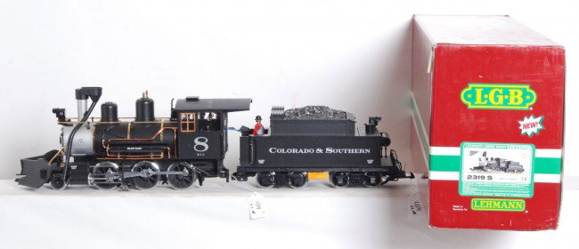 LGB 2319 S D&RGW 2-6-0 mogul with sound: LGB G Scale 2319 S 2-6-0 Denver and Rio Grande mogul with sound in OB. Loco has smoke, sound, working headlight and more. Loco is C8-9 with light run time. Some detail parts still factory packed in bo