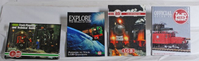 4 LGB hardback books: Four LGB hardback books. Includes Official Guide to LGB by Roth, LGB Information published by LGB, Explore the World of LGB (soft back), and LGB Track Planning and Technical Guide published by LGB. Al
