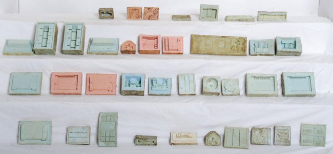 Group of Lionel master molds, master models, etc.: Large group of Lionel master molds, hand made models, and test castings for various parts. Things that stand out are master model for coal loads, boxcar under body master model, two master models for 