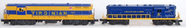 Lionel No. 2365 Chesapeake and Ohio GP: Postwar Lionel O gauge No. 2365 Chesapeake and Ohio GP diesel locomotive, fantastic looking C8++.