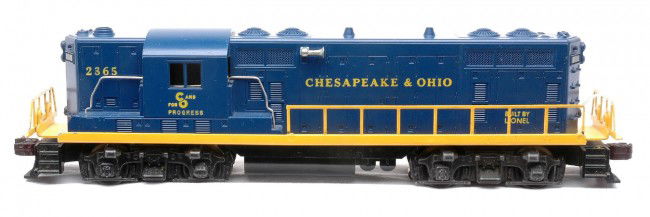 Lionel 2365 Chesapeake & Ohio GP7 Diesel: Lionel postwar 2365 Chesapeake & Ohio GP7 diesel. The diesel is C7-8.
