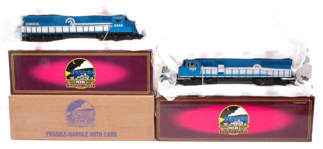MTH Conrail MT-2118-LP LN OB 20-2450-3 MIB: MTH Conrail MT-2118-LP EMD SD60 diesel numbered 6865 with Proto-Sound in OB with outer shipping carton. Diesel has light run time, however one truck is missing the screw and is loose from the chassis,