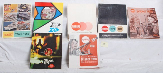 8 Gilbert dealer catalogs 1960-1972: Gilbert dealer catalogs, eight total. Includes 1960 through 1966 and 1972. Catalogs all in very good to excellent condition.