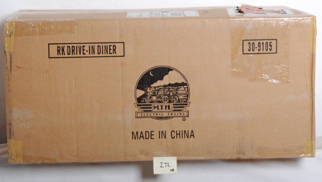 MTH MelÕs Diner sealed 30-9105: MTH / Railking 30-9105 sealed MelÕs Diner in OB. Unit has been shipped, but factory tape appears still sealed. C10.
