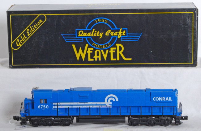 Weaver Conrail Alco C-628: Weaver modern O Gauge Conrail Alco C-628 number 6750 in OB. Loco features dual motors, horn, electronic reverse and much more. Loco is C8 condition with some run time.