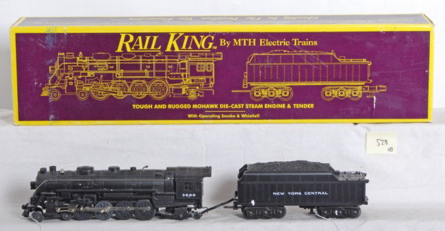 Railking New York Central Mohawk MT-1001: MTH Railking modern O Gauge New York Central Mohawk in OB. Catalog number is MT-1101. Loco features smoke, digital whistle, electronic reverse and more. Loco is C8.