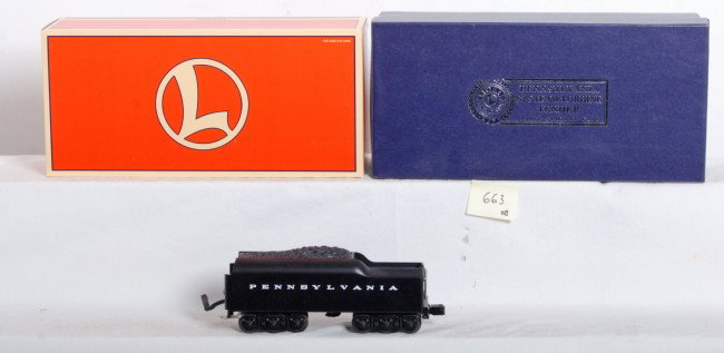 Lionel 18068 CC turbine tender: Lionel modern O Gauge Pennsylvania Century Club turbine tender in OB. Catalog number is 18068. Tender includes directional lighting and Railsounds. C8 with some run time.