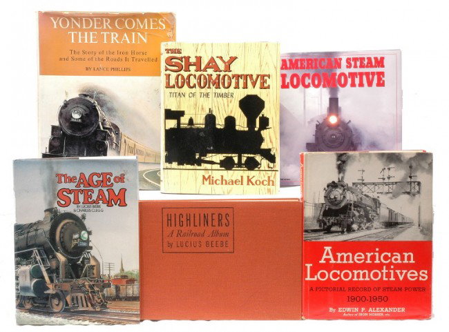 A Selection of Steam Railroad Books LIKE NEW: A selection of steam Railroad books including; ÒThe Age of SteamÓ by Lucius Beebe & Charles Clegg, ÒHighliners A Railroad AlbumÓ by Lucius Beebe, ÒAmerican Steam LocomotiveÓ by Brian Solomon, Ò