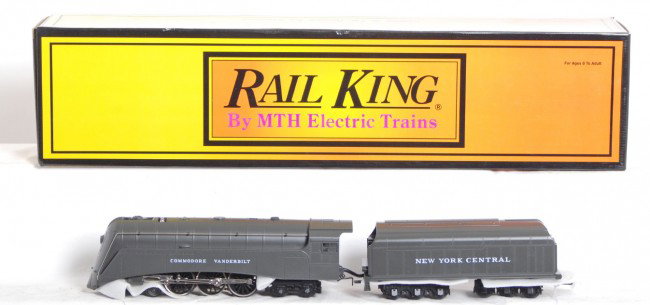 Railking NYC Commodore Vanderbilt with Proto: MTH Railking modern O Gauge 30-1133-1 New York Central Commodore Vanderbilt steam locomotive in OB. Loco features Protosound, Protosmoke and more. Loco is C7-8 with run time and very light corrosion o