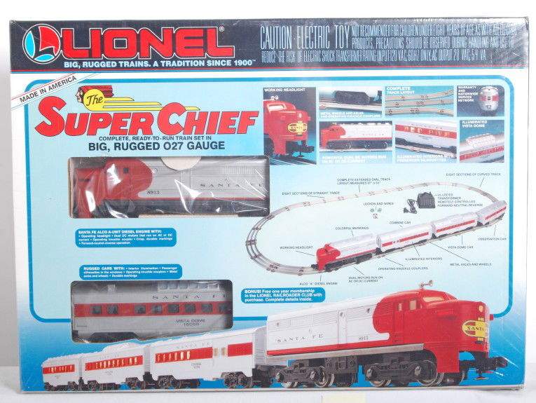 Lionel 11739 Santa Fe Super Chief set sealed: Lionel modern O Gauge Santa Fe Super Chief set factory sealed in original plastic. Catalog number is 11739, C10.