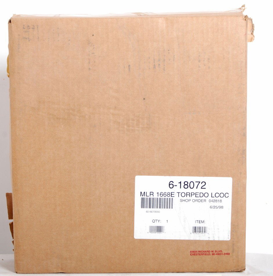 Lionel 18072 PRR 1668E with TMCC: Lionel modern O Gauge 18072 Pennsylvania 1668E Torpedo factory sealed in master carton. Loco features TMCC, Railsounds, Electrocoupler and more. Loco is assumed C89-10. Master carton has water damage