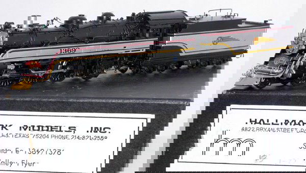 Hallmark ATSF Santa Fe Valley Flyer 4-6-2 #1369: Hallmark Dong Jin brass HO Santa Fe Valley Flyer 4-6-2 #1369 and tender, custom painted and decaled, not perfect but not bad. Engine has a can motor, low wheel wear, Kadee on tender, nothing is broken