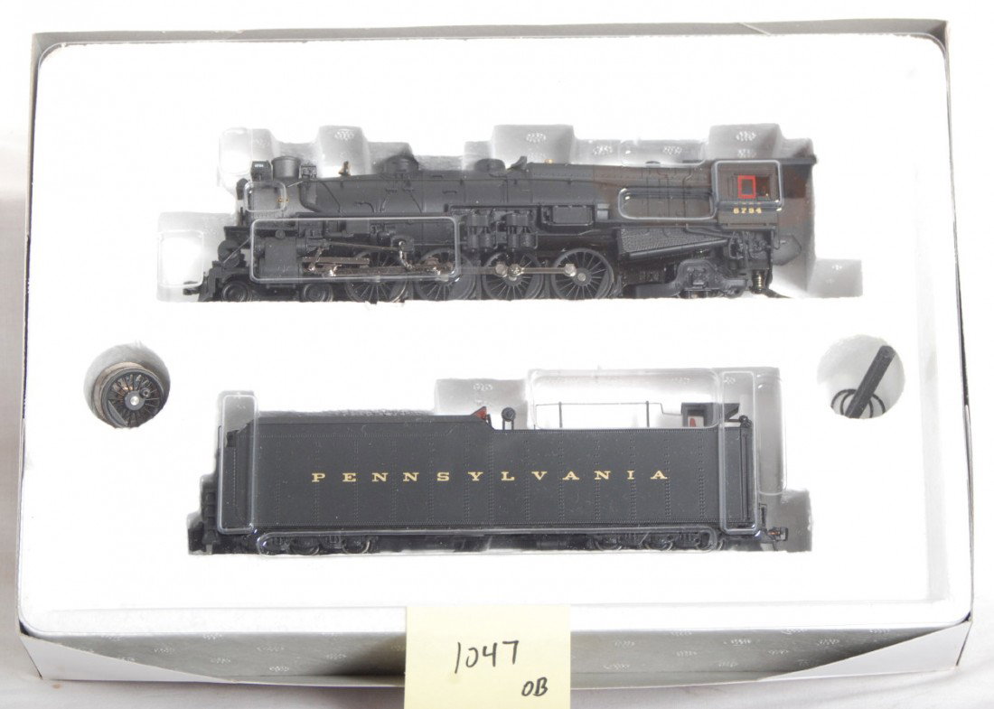 Broadway Limited Pennsy M1 steam loco: Broadway Limited modern HO locomotive in OB. Loco is 5037 Pennsylvania M1b steam locomotive. Loco features DC sound and is DCC ready. Loco is NOS C9-10. OB has price sticker.