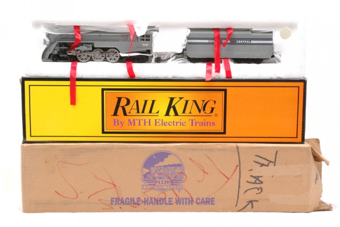 RK MTH RK-1113LP NYC Dreyfuss Hudson LN OB: Rail King by MTH RK-1113LP New York Central 4-6-4 Dreyfuss Hudson steam loco and tender 3-rail with ProtoSound in OB and outer shipping carton, C8.