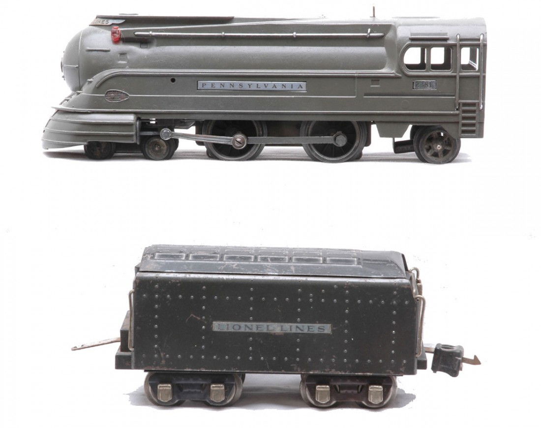 Lionel 238E Pennsylvania Gunmetal Loco 265W: Lionel prewar O gauge 238E Pennsylvania gunmetal 4-4-2 steam loco with a 265W tender. The loco has been restored. The tender is C5.