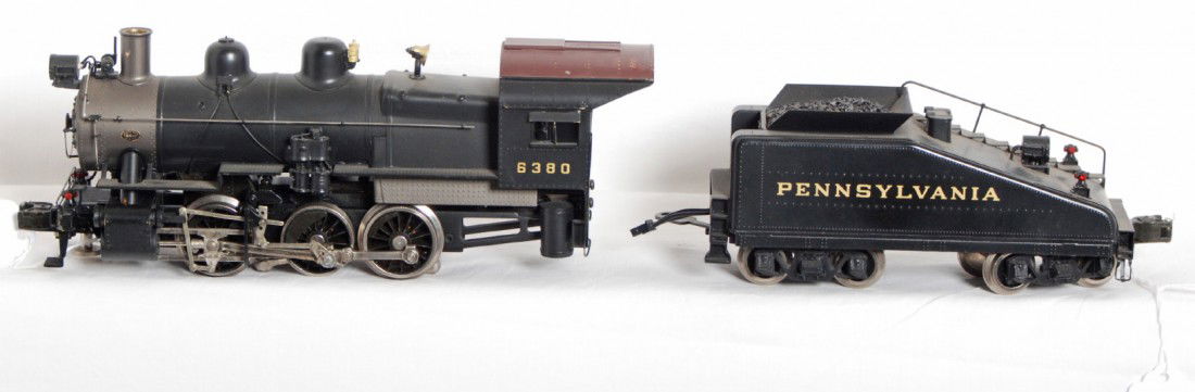 Williams Pennsylvania B6 0-6-0 switcher: Williams modern O Gauge brass Pennsylvania B6 switcher. Cab number is 6380. Loco is C7 condition with some paint rubs and small touch ups.