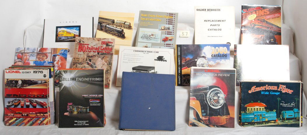 71 Lionel, MTH, and other catalogs and flyers: Group of 71 Lionel, MTH, K Line and other catalogs. Many modern era 1970Õs to mid 2000Õs. A few books in there as well. See photos for best description.