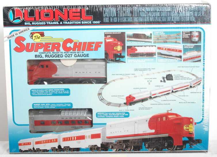 Lionel 11739 Santa Fe Super Chief set sealed: Lionel modern O gauge Santa Fe Super Chief set factory sealed in original plastic. Catalog number is 11739, C10