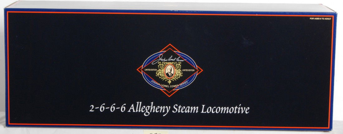 Lionel 38081 C&O 2-6-6-6 Loco Tender MIB: Lionel modern O gauge 38081 Chesapeake and Ohio 2-6-6-6 Allegheny steam locomotive with tender in OB with outer shipping carton. Loco features TMCC, Railsounds, fan driven smoke, Electrocoupler, and m