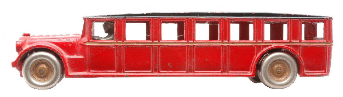 Arcade C. I. Fageol Lake Shore Lines Bus: Arcade cast iron C. I. Fageol bus lettered Lake Shore Lines on the roof. The bus measures 12 inches in length. The bus is C6-7.