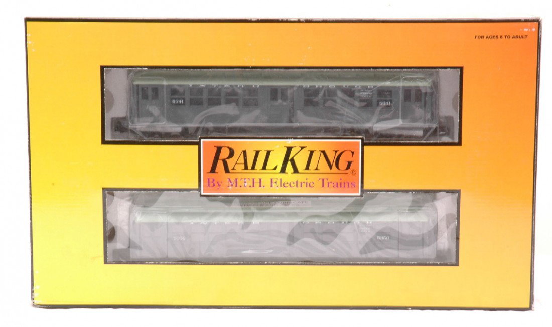 RK MTH 30-2756-3 Met 2-Car Lo-V Subway Set MIB: Rail King by MTH 30-2756-3 Metropolitan two-tone 2-car Lo-V non powered subway set in OB. The set has never been run, C10.
