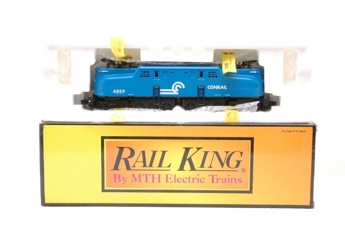 RK by MTH 30-2156-0 Conrail GG-1 Loco LN OB: Rail King by MTH 30-2516-0 Conrail GG-1 electric loco with Loco Sounds in OB. The loco has very light run time, C8-9.