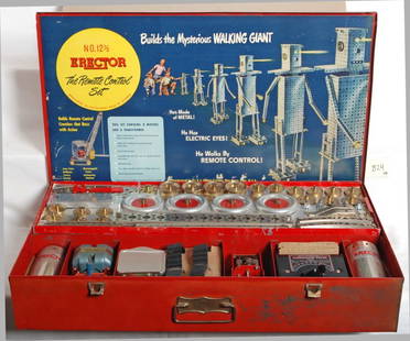 Gilbert Erector early 1949 12 1/2: AC Gilbert Erector set No. 12 1/2 in OB/ Set is an early version from 1949. This version is sans the Merry-Go-Round parts. Set is pictured on page 99 of Greenbergs guide to Erector. Set is complete