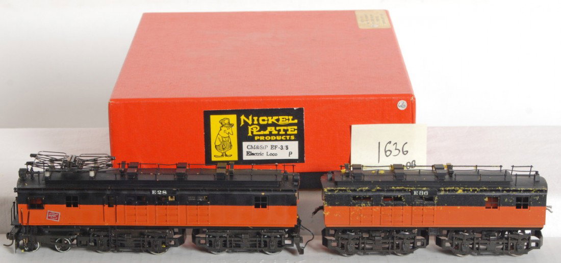 Nickel Plate Milwaukee Road EF 3/5 electric loco: Nickel Plate Products modern HO brass Milwaukee Road EF - 3/5 electric locomotive in OB. Loco would be C8 condition however has some foam residue attached, might clean to C8 otherwise C7.
