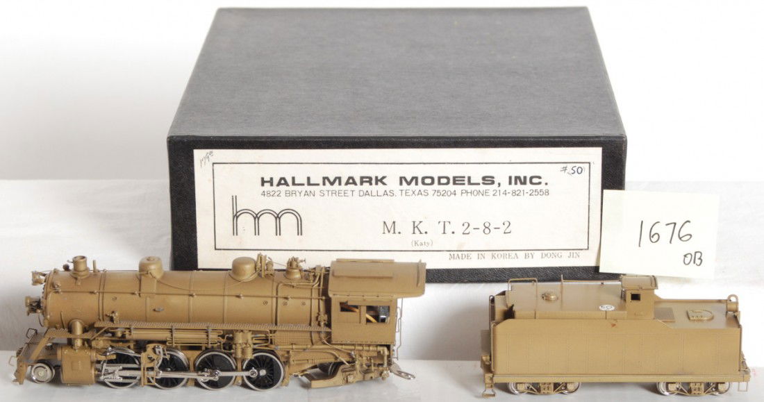 Hallmark MKT 2-8-2 steam locomotive: Hallmark Models modern HO brass MKT 2-8-2 steam locomotive in OB. Loco is C8 condition with some run time.