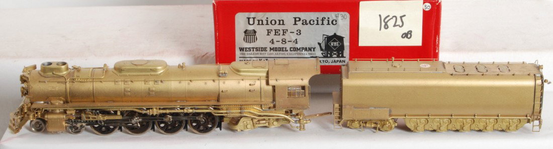 Westside Model Company Union Pacific FEF Northern: Westside Model Company modern HO brass Union Pacific brass 4-8-4 FEF-3 Northern steam locomotive in OB. Loco is C7-8. The brass has a few darker spots and light run time. See photos for best descripti