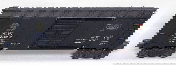 Mint Lionel 6464-225 Southern Pacific boxcar: Lionel 6464-225 Southern Pacific boxcar, type IIa body, unrun, very nice C9-10. No box.
