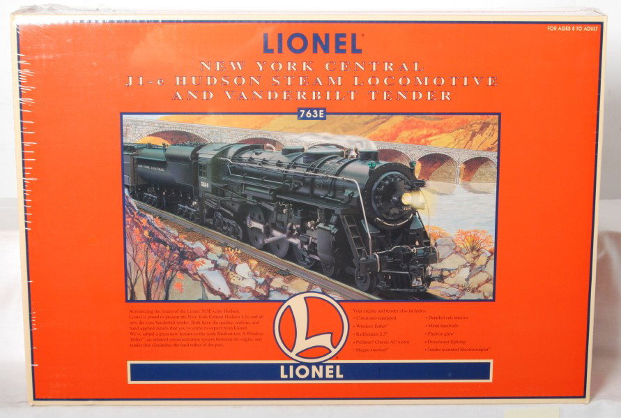Lionel 18056 NYC J1-e Hudson and Tender: Lionel 18056 New York Central J1-e Hudson steam 736E loco and Vanderbilt tender factory sealed in OB wrapped in cellophane with outer shipping carton, C10. Loco features TMCC, smoke, Railsounds and mo