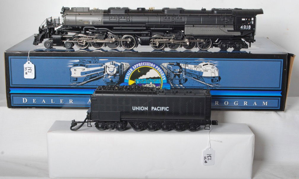 MTH DAP Union Pacific big boy steam locomotive: MTH modern O gauge Dealer Appreciation Program Union Pacific Big Boy in OB. Item number is 20-80001a. Loco features Protosound, Protosmoke, Protocoupler, Pittman motor and much more. Loco is C8 with v