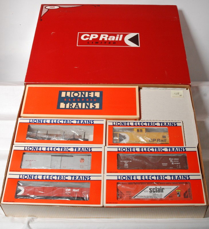 Lionel 11710 CP Rail Limited set: Lionel modern O Gauge 11710 CP Rail Limited freight set in OBs. Set consists of: 18203 CP Rail SD-40 diesel loco, 17107 Sinclair covered hopper, 17500 CP flatcar w/log load, 17200 Canadian Pacific box
