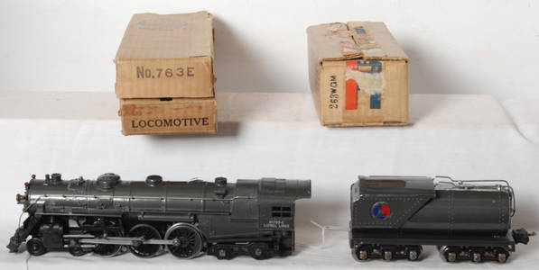 908: Nice Lionel prewar 763E gray loco, tender, OB