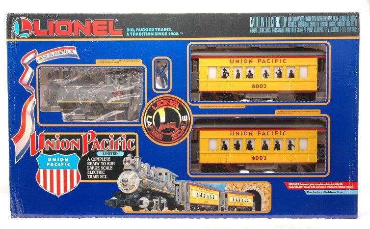 Lionel G Ga. 81006 UP Limited LIKE NEW OB: Lionel G gauge 81006 Union Pacific Limited passenger set in OB. The set is missing the track and transformer. Set is C8.