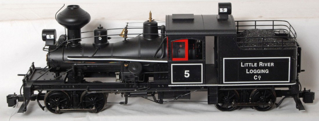 Bachmann Spectrum Little River Shay: Bachmann Spectrum modern G scale Shay steam locomotive in OB. No Box. Loco is lettered for Little River Logging Co. and is C8 condition.