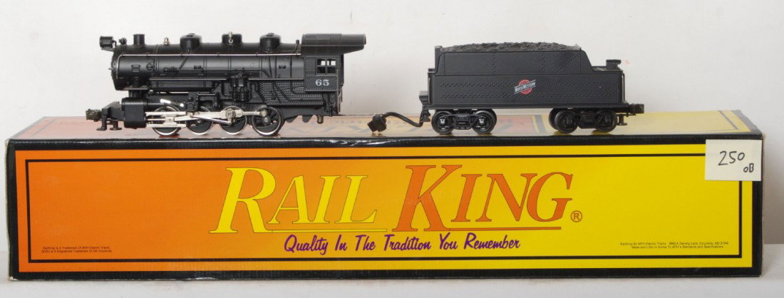 Railking Chicago and Northwestern 0-8-0 with Proto: MTH Railking modern O gauge RK-1112LP Chicago and Northwestern switcher in OB. Loco features Protosound, Protosmoke, and more. Loco is C7-8 with run time.