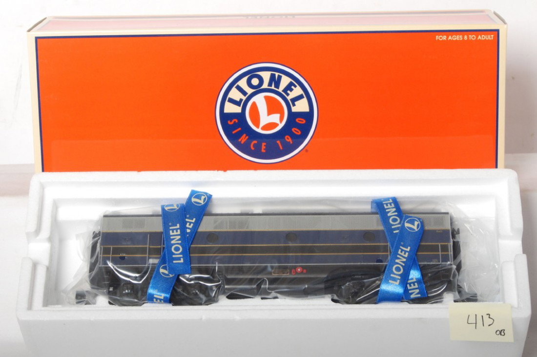 Lionel Baltimore and Ohio powered F3 B unit: Lionel modern O gauge Baltimore and Ohio 14558 powered F3 B unit in OB. Loco features TMCC, directional lighting and more. Loco is factory wrapped in OB C10.
