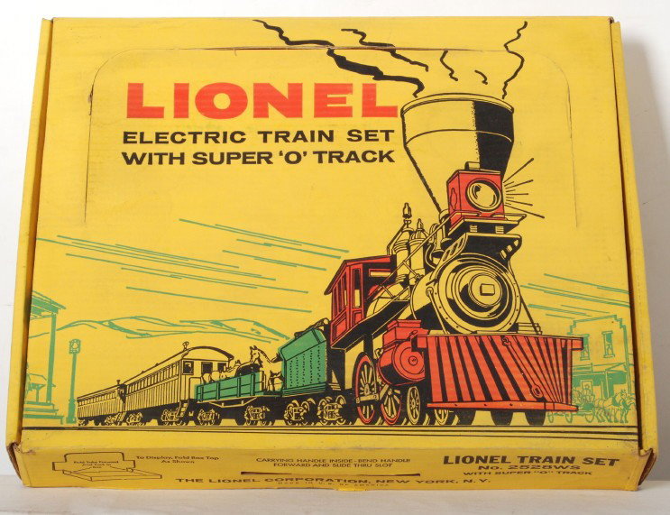 Lionel 2528WS General passenger set original boxes: Postwar Lionel O gauge 2528WS The General Passenger set with smoke, whistle, headlight, Magne-Traction, and Super O track. Lot consists of the empty original boxes and components envelope for this par