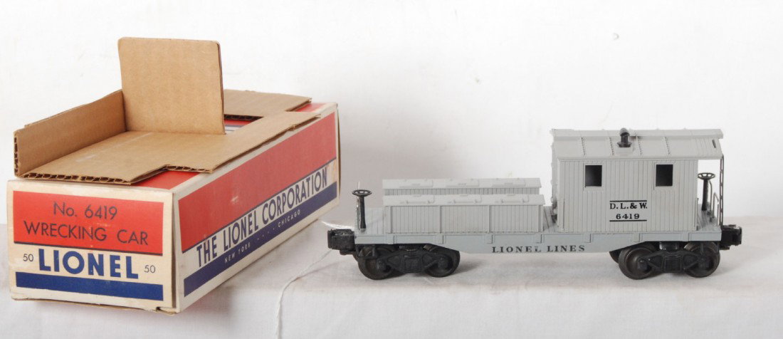 Mint Lionel 6419-50 work caboose, OB: Lionel postwar O gauge 6419-50 DLW work caboose,unrun, C9-10. OB is C9+ with correct original insert.